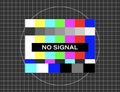 No signal. Distorted glitch tv. Descendant network. Vector stock illustration