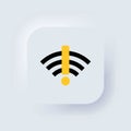 No signal internet. No Wifi sign. No connection. No network. Neumorphic UI UX white user interface web button. Neumorphism. Vector Royalty Free Stock Photo