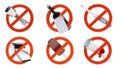 No signs for different prohibited activities set