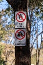 No Fire or Camping Signs