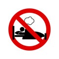 No sleeping, no dreaming prohibition sign. Forbidden round sign. Vector illustration