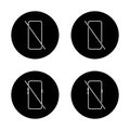 No smartphone icon set in black circle. Mobile phone ban symbol Royalty Free Stock Photo