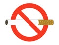 no smoke ban on smoking sign color cigarette in red circle simple vector illustration Royalty Free Stock Photo