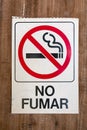 No smokin sign with spanish text Royalty Free Stock Photo