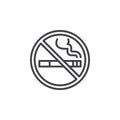 No smoking area line icon, outline vector sign, linear pictogram isolated on white Royalty Free Stock Photo