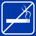No Smoking cigarette line icon on blue background