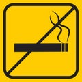 No Smoking cigarette line icon on yellow background
