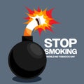 No smoking concept for world no tobacco day campaign with cigarette and lung flat design style