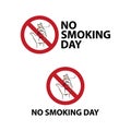 No smoking day icons. Against cigarettes signs. Quit or stop smoking symbols