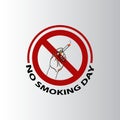 No smoking day icons. Against cigarettes signs. Quit or stop smoking symbols