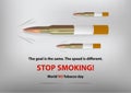 No smoking design. Stop smoking poster with bullets and cigarettes . Vector illustration
