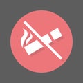 No smoking flat icon. Round colorful button, circular vector sign with shadow effect. Royalty Free Stock Photo