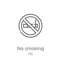 no smoking icon vector from mall collection. Thin line no smoking outline icon vector illustration. Outline, thin line no smoking Royalty Free Stock Photo
