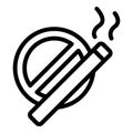 No smoking icon outline vector. Cigarette tobacco