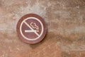 No smoking label put on old cement wall background