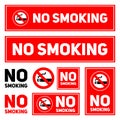 No Smoking labels set on a white background isolated illustration eps10