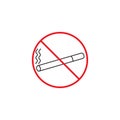 No smoking line icon, red prohibited sign