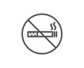 No smoking line icon. Stop smoke sign. Hotel service. Vector Royalty Free Stock Photo