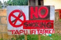 No smoking metal sign plate in Tongan