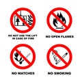 No smoking, No open flame, no matches, no lift.