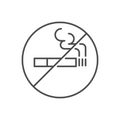 No smoking prohibition sign related vector thin line icon.