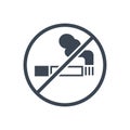 No smoking prohibition sign vector glyph icon.