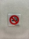 no smoking sign in airplane Royalty Free Stock Photo