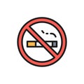 No smoking sign flat color line icon. Royalty Free Stock Photo