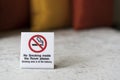 No smoking sign inside the room in the hotel