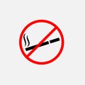 No smoking sign. No smoke icon. Stop smoking symbol. Vector illustration. Filter-tipped cigarette. Icon for public places