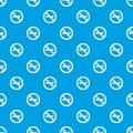 No smoking sign pattern seamless blue Royalty Free Stock Photo