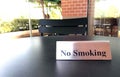 No smoking sign on a table in a cafe restaurant Royalty Free Stock Photo