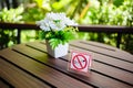 No Smoking Sign in the Cafe Royalty Free Stock Photo