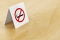 No smoking sign on table Royalty Free Stock Photo