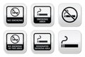 No smoking, smoking area buttons set Royalty Free Stock Photo