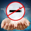 No smoking symbol on hand woman