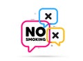 No smoking tag. Stop smoke sign. Ribbon bubble banner. Vector