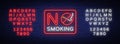 No smoking vector neon sign. Bright symbol, icon, luminous warning sign of smoking in an unauthorized place. Editing