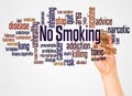 No Smoking word cloud and hand with marker concept Royalty Free Stock Photo