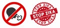 No Sneeze Icon with Grunge Stop Zika Stamp