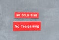 No Soliciting No Trespassing Sign