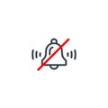 NO SOUND crossed out sign. Alarm bell icon. Keep quiet symbol. Vector Royalty Free Stock Photo