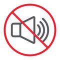 No sound line icon, prohibition and forbidden