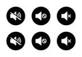 No sound, mute speaker icon vector in black circle