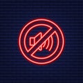 No sound phone. Neon icon. Telephone call. Cell phone icon. Vector illustration.