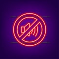 No sound phone. Neon icon. Telephone call. Cell phone icon. Vector illustration