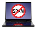 No spam sign on laptop screen. Royalty Free Stock Photo