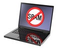 No spam sign on laptop screen.