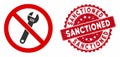 No Spanner Icon with Scratched Sanctioned Seal Royalty Free Stock Photo