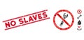 No Spanner Mosaic and Scratched No Slaves Stamp Seal with Lines